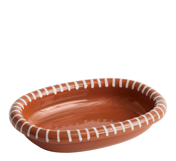 Barro ovalfat 27,5x20x5 cm natur med striper fra HAY