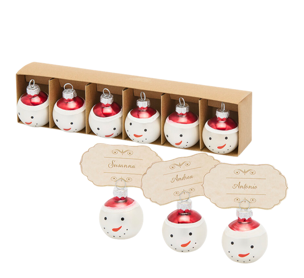 Bordkortholder snømann 6-pk ø4 cm hvit rød EDG Enzo de Gasperi