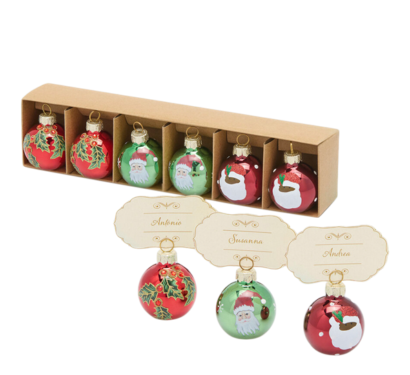 Bordkortholder julenisse 6-pk ø4 cm grønn rød EDG Enzo de Gasperi