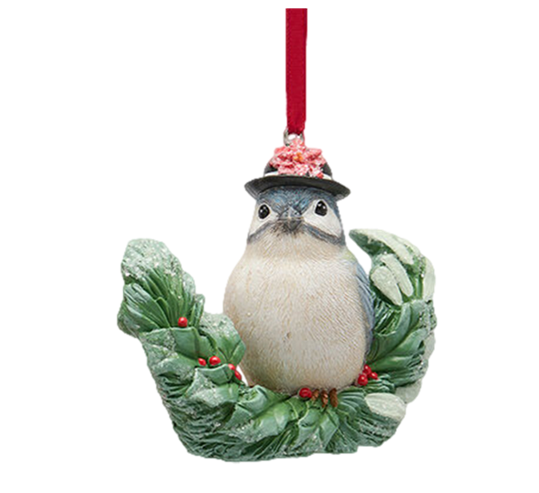 Juleornament spurv med damehatt h9 cm EDG Enzo de Gasperi