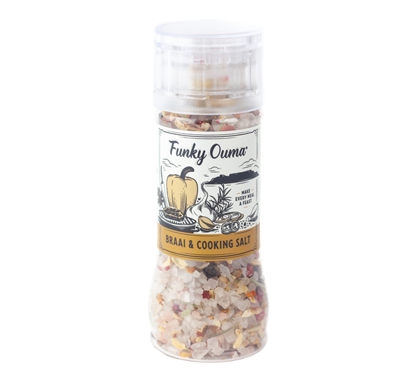 Krydderkvern Braai-salt fra Funky Ouma