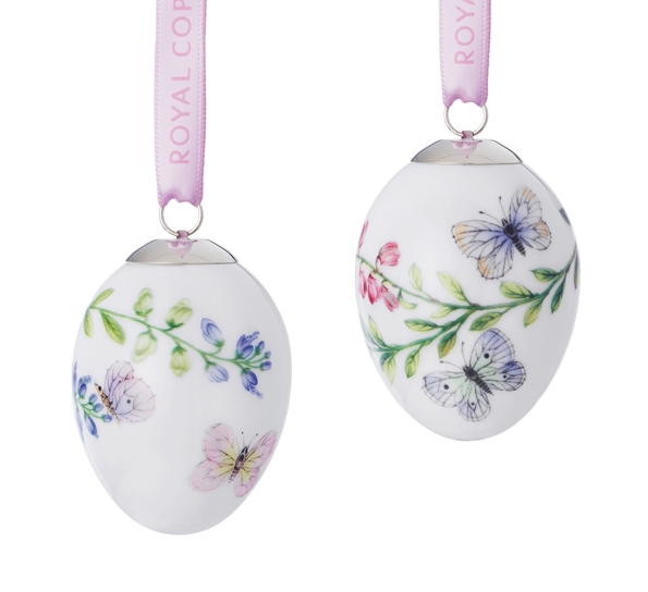 Påskeegg 2017 2Stk Rosa Og Blå Sommerfugl fra Royal Copenhagen