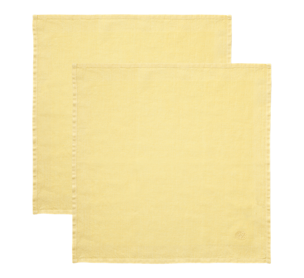 Plain linservietter 2-pk 45x45 cm gul fra Georg Jensen Damask