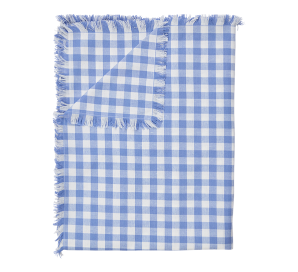 Duk med frynser 140x300 cm Blue Checks ByTiMo