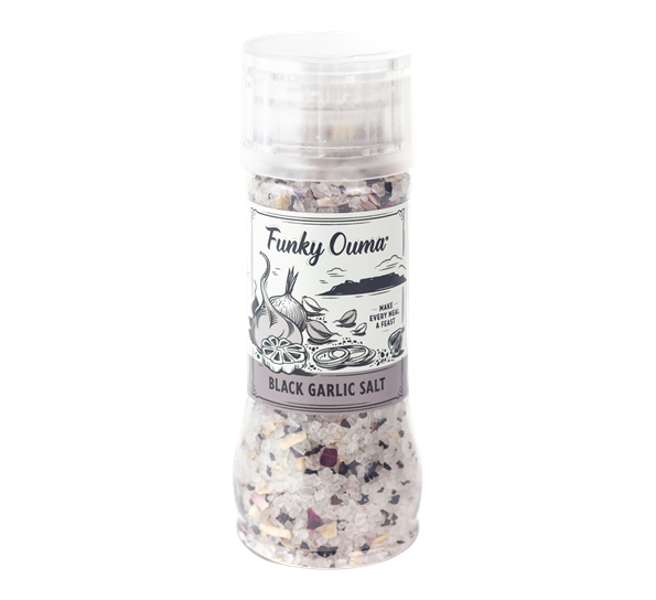 Krydderkvern Black Garlic-salt fra Funky Ouma