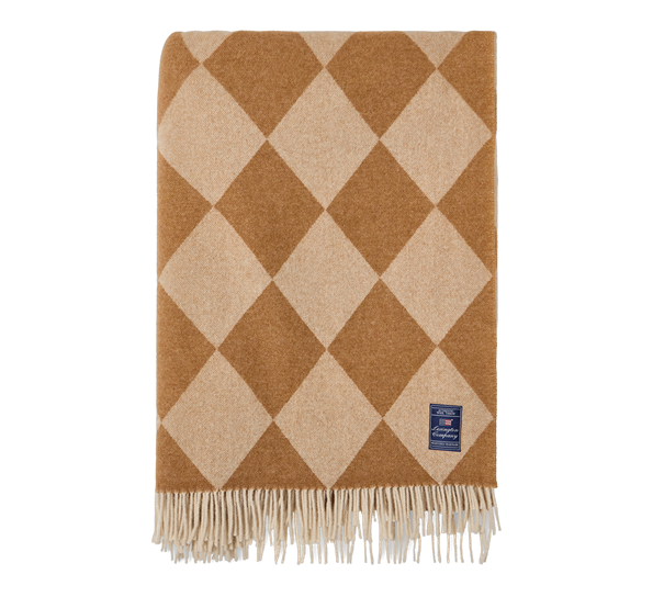 Argyle ullpledd 130x170 cm fudge hvit Lexington