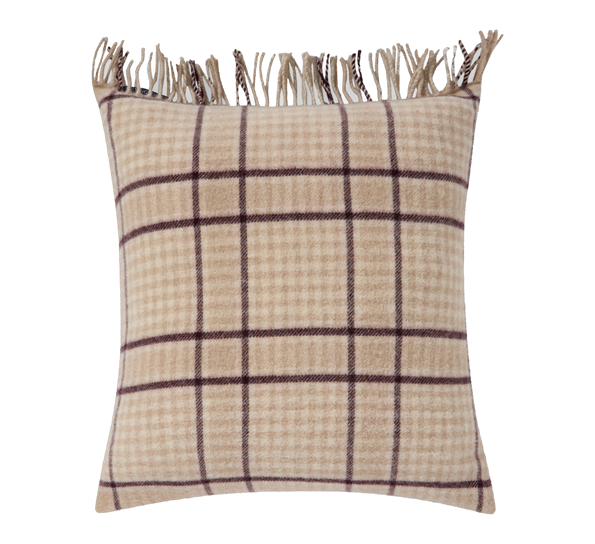 Checked putetrekk ull 50x50 cm beige Lexington