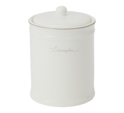 Krukke med lokk 8x11 cm hvit beige