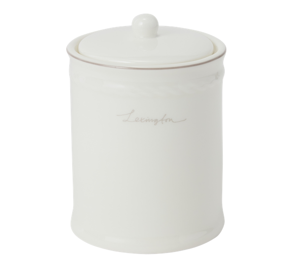 Krukke med lokk 8x11 cm hvit beige Lexington