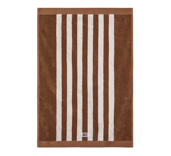 Terry håndkle striper 50x70 cm fudge hvit Lexington