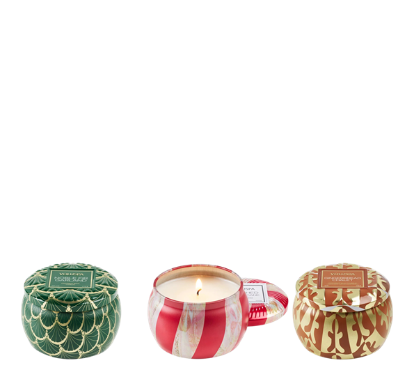 Duftlys 25t x 3 Noble Fir Garland, Crushed Candy Cane, Gingerbread Chalet Voluspa