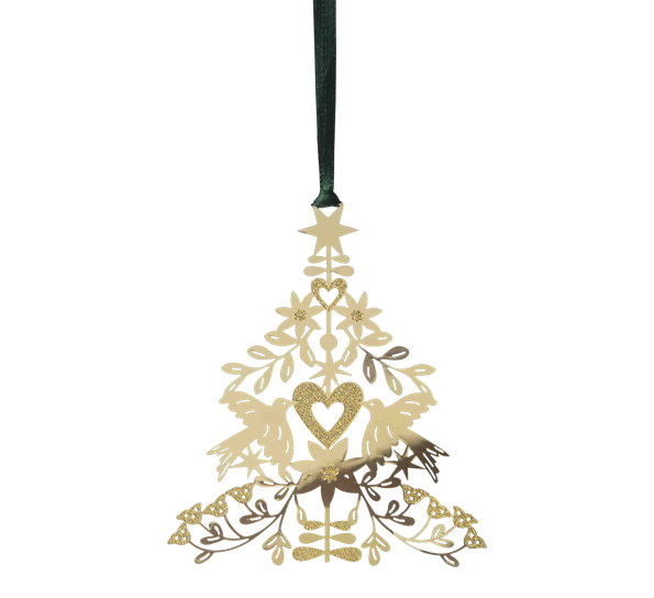 Juletrepynt ornament juletre 8,5 cm gull fra Pluto Design