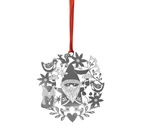 Juletrepynt ornament Fox & Santa 8 cm sølv fra Pluto Design