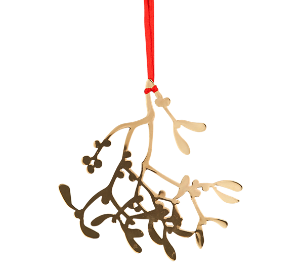 Juletrepynt ornament misteltein 8 cm gull fra Pluto Design