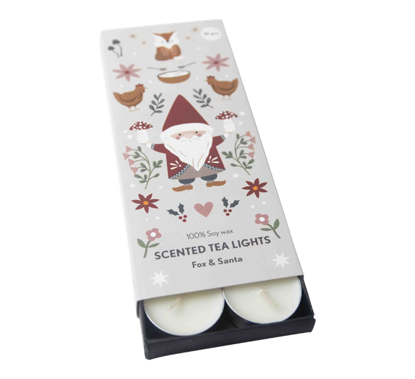 Duftlys telys Fox & Santa 10-pk fra Pluto Design