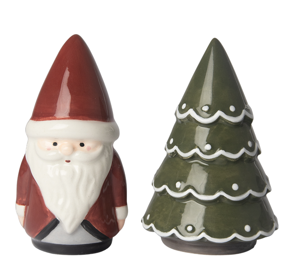Salt- og peperbøsse julenisse og juletre 7 cm fra Pluto Design
