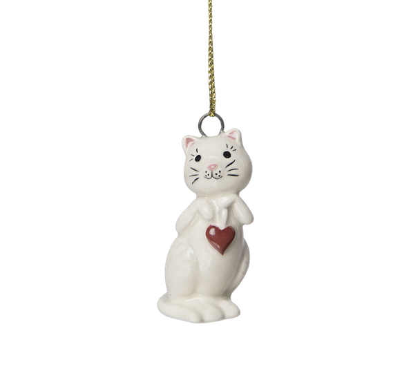 Ornament katt 6,5 cm hvit fra Pluto Design