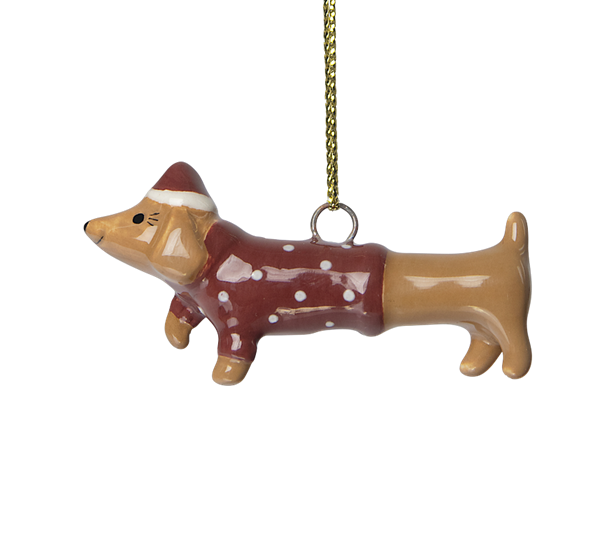 Ornament hund 6,5 cm brun fra Pluto Design