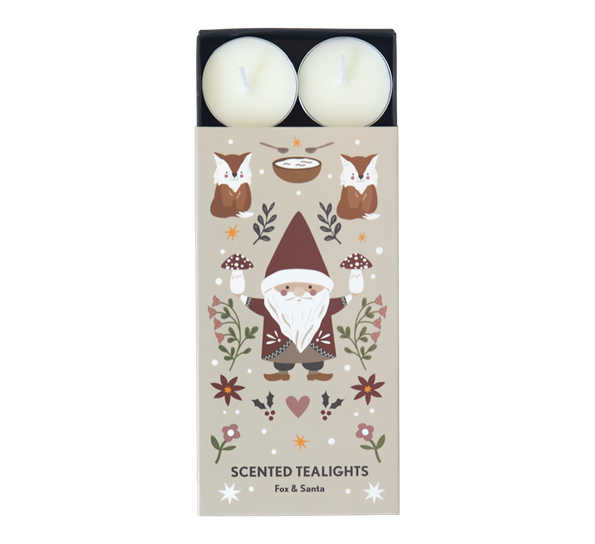 Duftlys telys Fox & Santa 8-pk fra Pluto Design