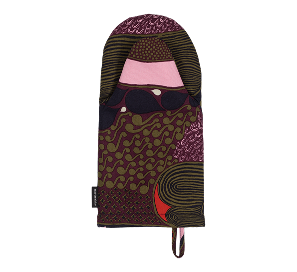 Pieni Rusakko grillvott mørkeblå rød brun fra Marimekko