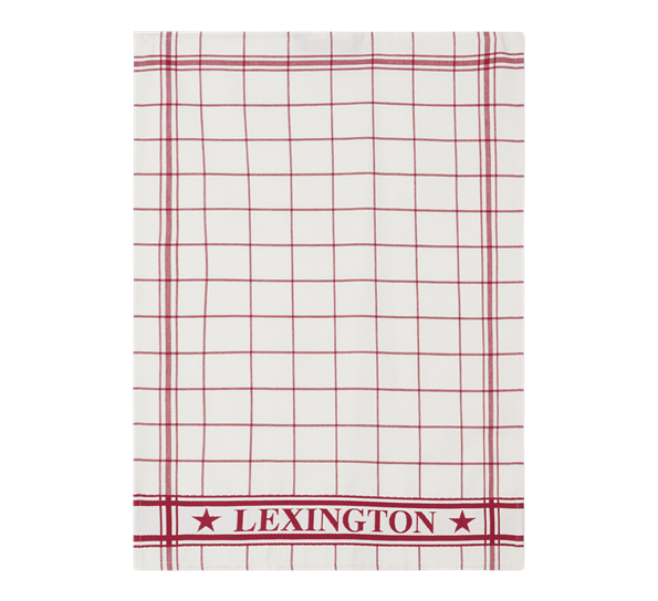 <p>Checked kjøkkenhåndkle&nbsp;hvit rød 50x70 cm fra Lexington</p>
