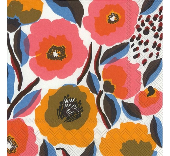Marimekko Rosarium hvite Rose kaffeservietter Ihr