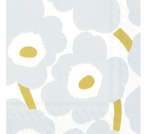 Marimekko Unikko hvite sølv kaffeservietter Ihr