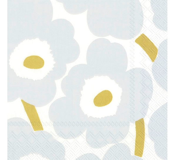 Marimekko Unikko hvite sølv lunsjservietter Ihr