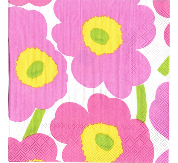 Marimekko Unikko lys rosa lunsjservietter Ihr
