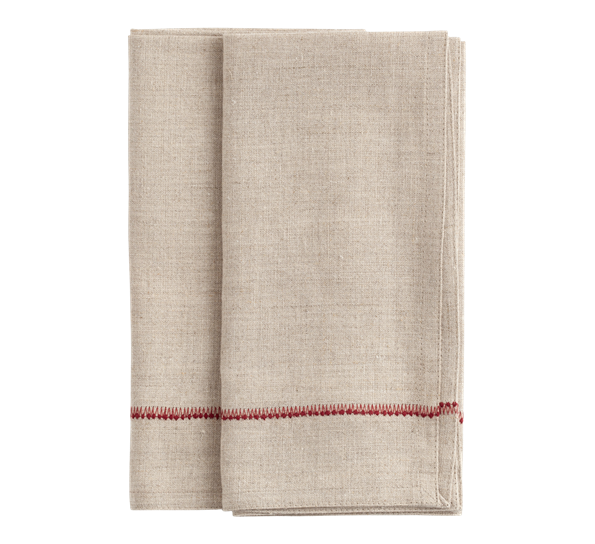 Red linserviette brodert 2-pk 50x50 cm rød fra Chamois