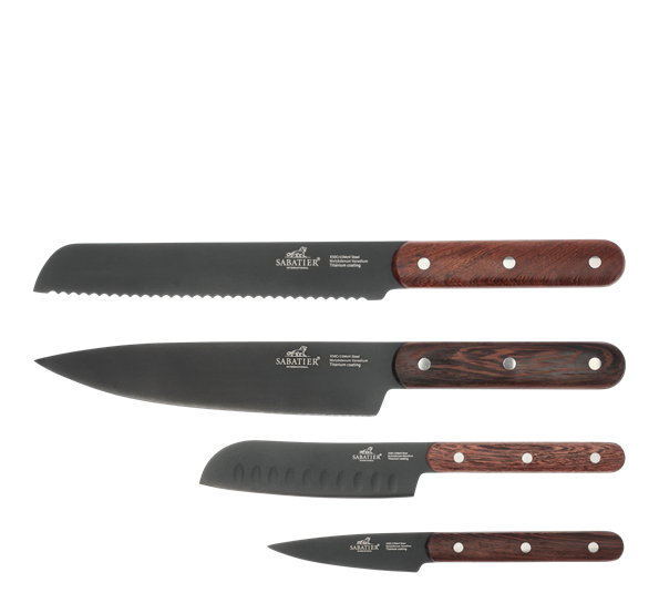 Phenix knivsett 4 deler sort tre fra Lion Sabatier