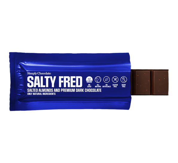 Sjokoladebar 40g Salty Fred fra Simply Chocolate