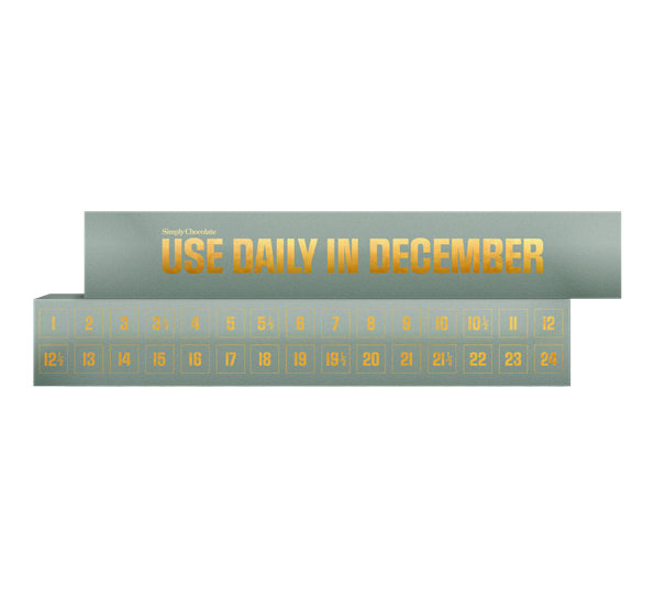 Julekalender Green Single 30 stk a 10g fra Simply Chocolate