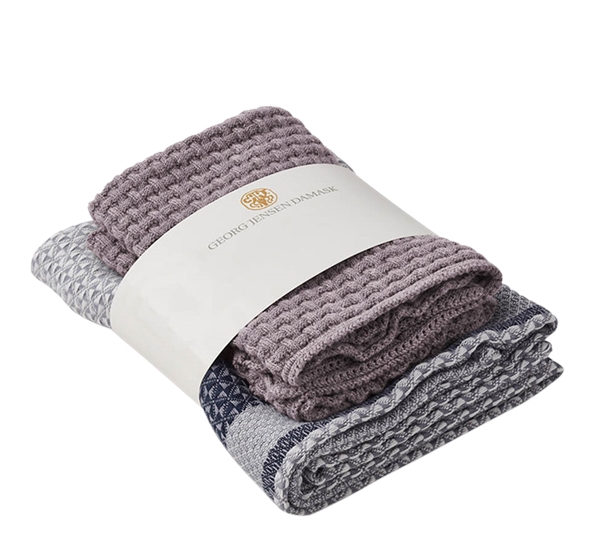 Nors Dusty Lavender kjøkkenhåndkle & 2 Stk Kjøkkenkluter fra Georg Jensen Damask