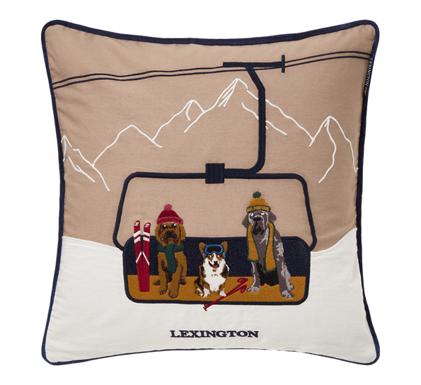 <p>Dog Lift putetrekk bomullsfløyel beige hvit 50x50 cm Lexington</p>
