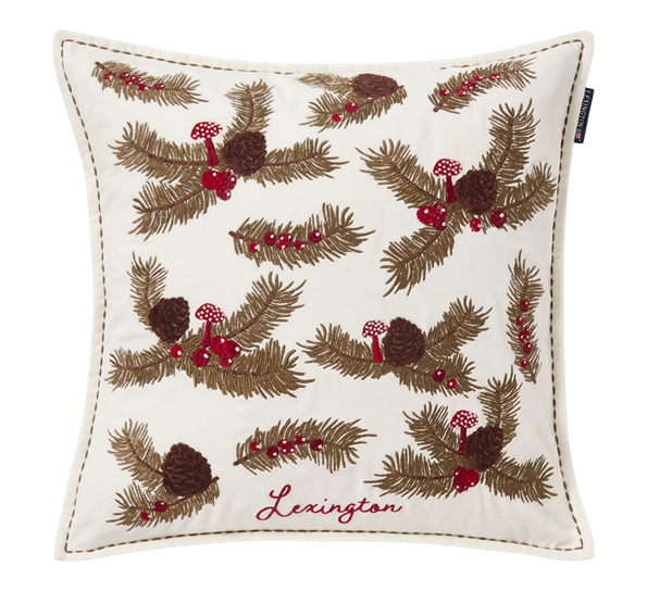 <p>Pine Twigs putetrekk fløyel hvit brun 50x50 cm Lexington</p>