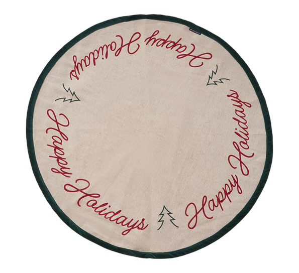 <p>Happy Holidays juletreduk jute bomull 110 cm natur Lexington</p>