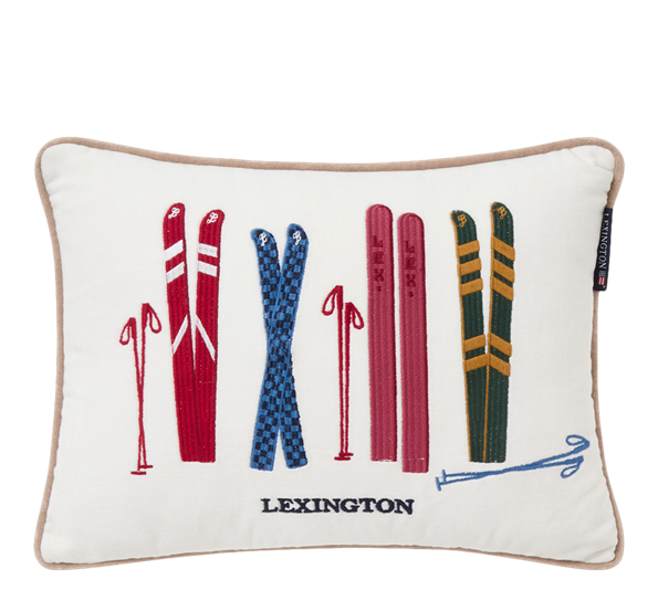 <p>Skis and Poles pute bomullsfløyel hvit 30x40 cm Lexington</p>