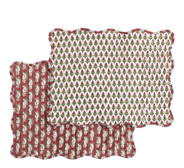 Paisley spisebrikker 2-pk 35x44 cm rød grønn Chamois