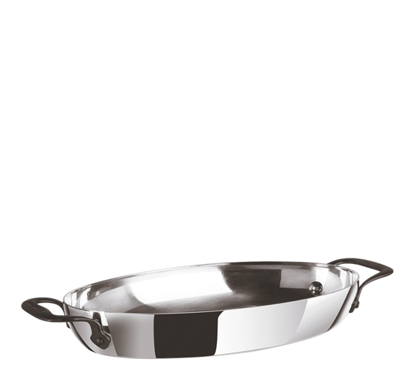 Home Chef oval gryte 2,3L 35x23x5 cm 5-lags rustfritt stål Sambonet