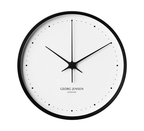 HK veggklokke 30 cm sort og hvit fra Georg Jensen