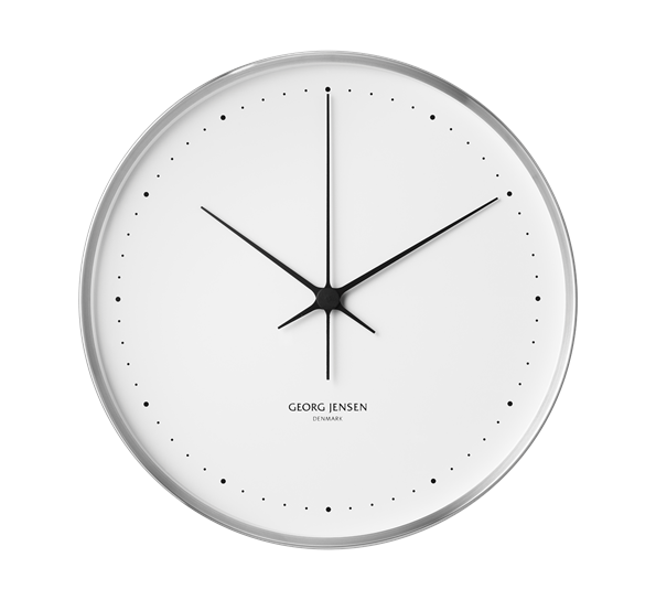 HK veggklokke 40 cm stål og hvit fra Georg Jensen