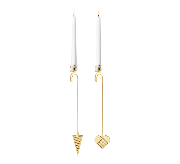 CC 2025 lysholder sett hjerte og kremmerhus gull fra Georg Jensen