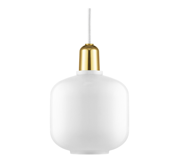 Amp lampe liten hvit messing fra Normann Copenhagen