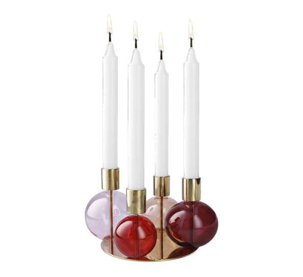 <p>Bubble lysestake firearmet rosa og rød fra Holmegaard</p>
