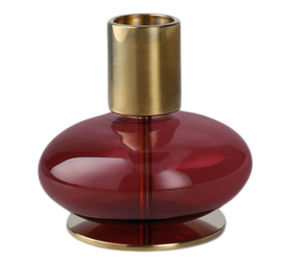 Bubble lysestake 8 cm bordeaux Holmegaard