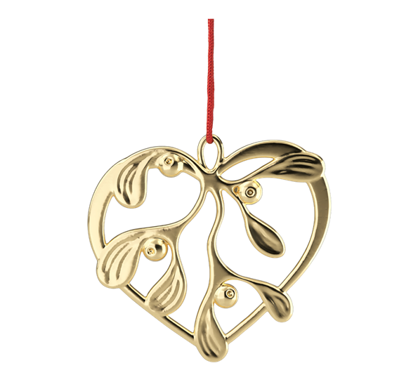 Karen Blixen hjerte Under the Mistletoe 6 cm forgylt Rosendahl
