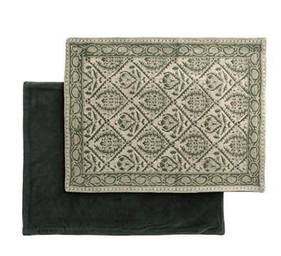 Jaipur spisebrikker 2-pk 37x50 cm lin og fløyel mosegrønn