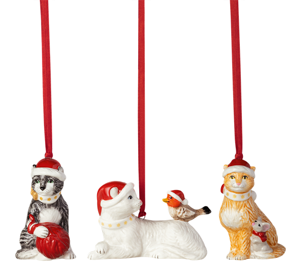 Katter ornament julepynt 3 stk Villeroy & Boch