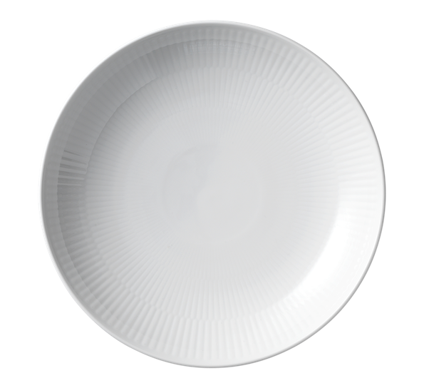 Hvit Riflet dyp tallerken uten kant 25cm Royal Copenhagen